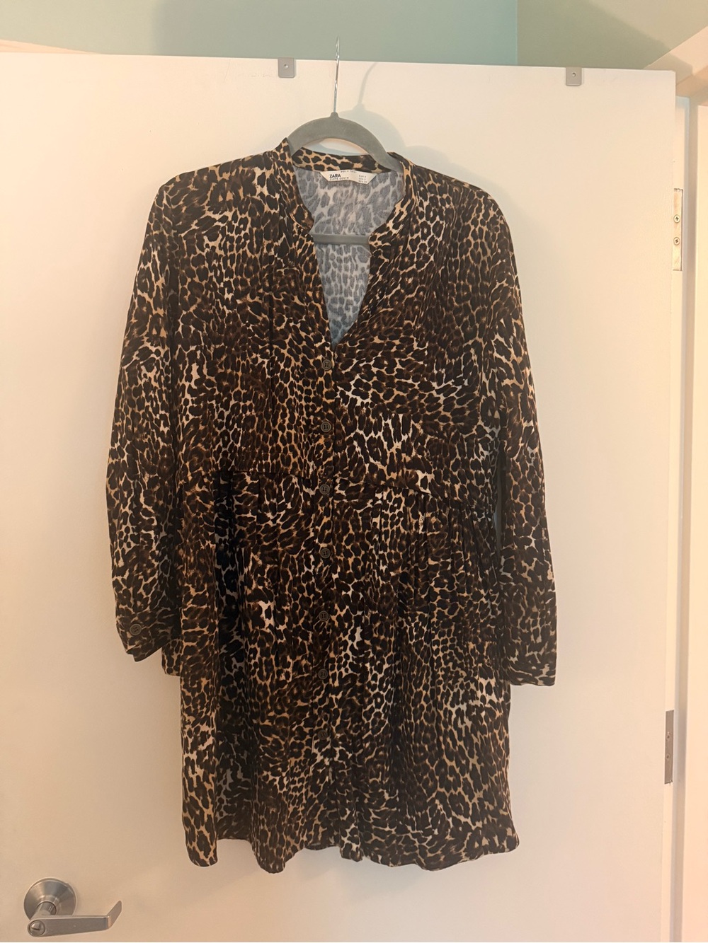 Zara Leopard-Print Dress in Brown and Black - S